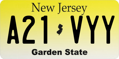 NJ license plate A21VYY