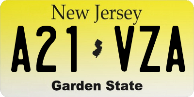 NJ license plate A21VZA