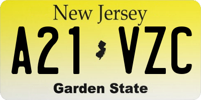 NJ license plate A21VZC