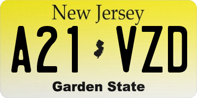 NJ license plate A21VZD