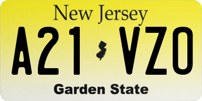 NJ license plate A21VZO