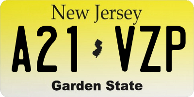 NJ license plate A21VZP
