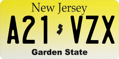 NJ license plate A21VZX