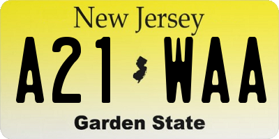 NJ license plate A21WAA