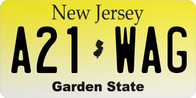 NJ license plate A21WAG