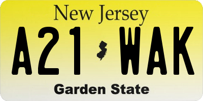 NJ license plate A21WAK