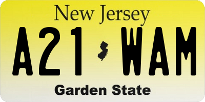 NJ license plate A21WAM