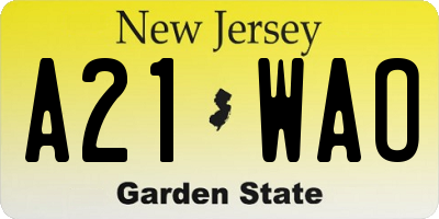 NJ license plate A21WAO