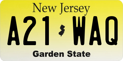 NJ license plate A21WAQ