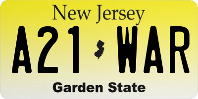 NJ license plate A21WAR