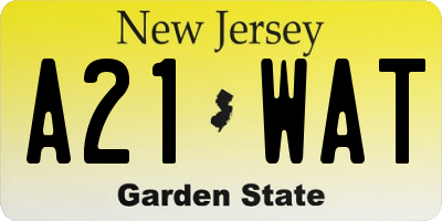 NJ license plate A21WAT