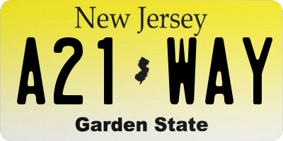 NJ license plate A21WAY