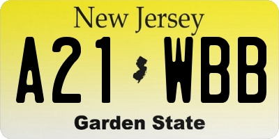 NJ license plate A21WBB