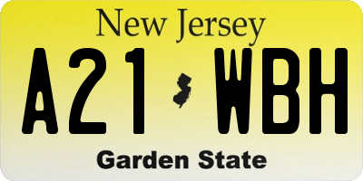 NJ license plate A21WBH