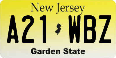 NJ license plate A21WBZ