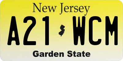 NJ license plate A21WCM