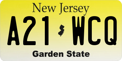 NJ license plate A21WCQ
