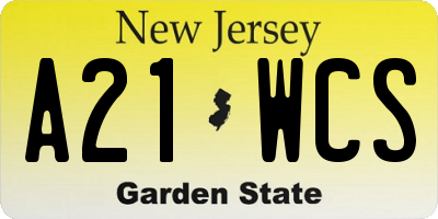 NJ license plate A21WCS
