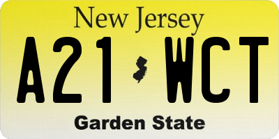 NJ license plate A21WCT
