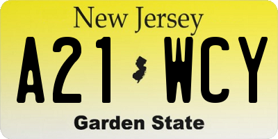 NJ license plate A21WCY