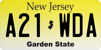 NJ license plate A21WDA