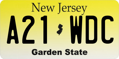 NJ license plate A21WDC