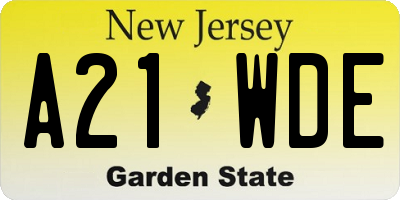 NJ license plate A21WDE