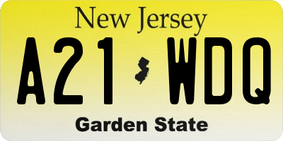 NJ license plate A21WDQ