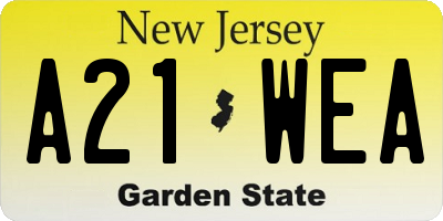NJ license plate A21WEA