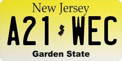 NJ license plate A21WEC