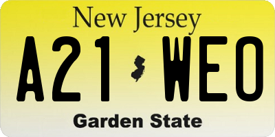 NJ license plate A21WEO