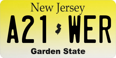 NJ license plate A21WER