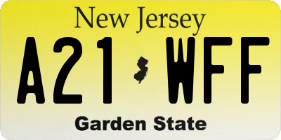 NJ license plate A21WFF