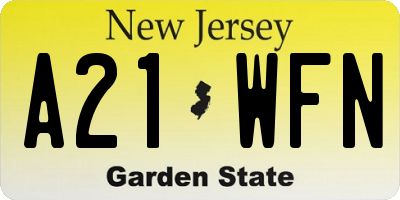 NJ license plate A21WFN