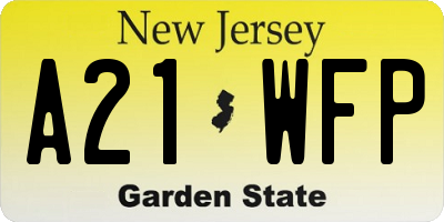 NJ license plate A21WFP