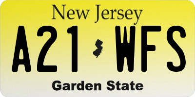 NJ license plate A21WFS