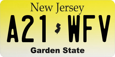 NJ license plate A21WFV