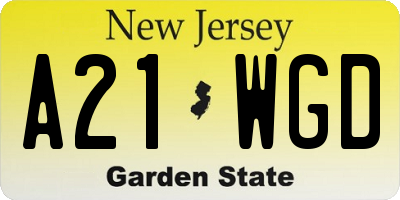 NJ license plate A21WGD