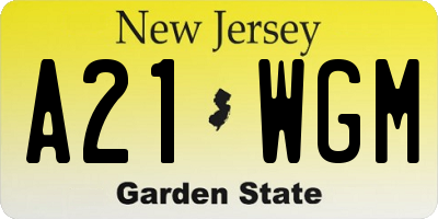 NJ license plate A21WGM