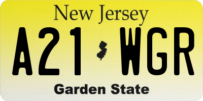 NJ license plate A21WGR