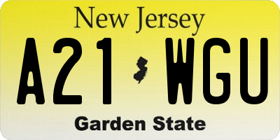 NJ license plate A21WGU