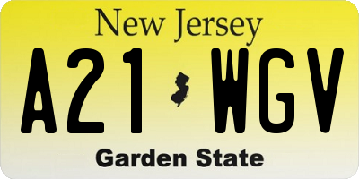 NJ license plate A21WGV
