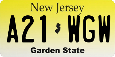NJ license plate A21WGW