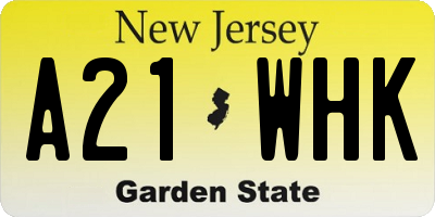 NJ license plate A21WHK