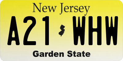 NJ license plate A21WHW