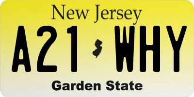 NJ license plate A21WHY