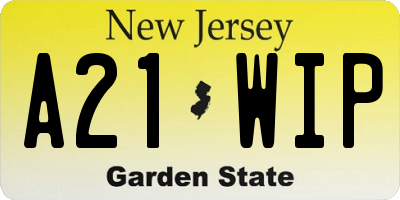 NJ license plate A21WIP