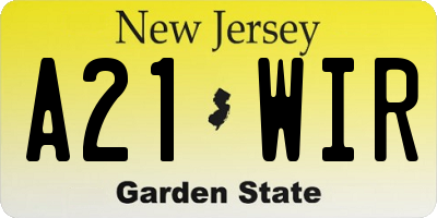 NJ license plate A21WIR