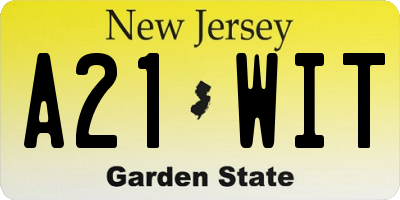 NJ license plate A21WIT