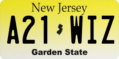 NJ license plate A21WIZ